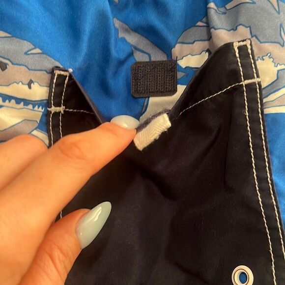 Gymboree Boy's Blue Shark Drawstring Elastic Waist Swim Shorts Extra Large (14) - Picture 3 of 4